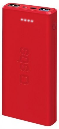 SBS TTBB10000FAST 10000 mAh Hızlı Şarj USB & Type C Çoklu Kablolu Powerbank Kırmızı