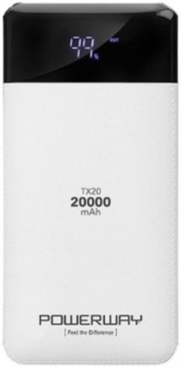 Powerway TX20 20000 mAh Hızlı Şarj Dijital Göstergeli Micro USB Çoklu Kablolu Powerbank Beyaz