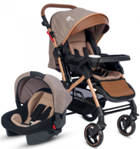 4 Baby Active Plus AB 430 Çift Yönlü Katlanabilir Tek Elle Kapanan 360 Derece Dönen Tam Yatar Travel Sistem Bebek Arabası Kahverengi