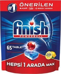 Finish Hepsi 1 Arada Max Limon Kokulu Tablet Bulaşık Makinesi Deterjanı 65 Adet