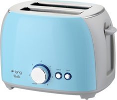 King K-2178 Fiesta 2 Dilim Kırıntı Tepsili 800 W Mavi Mini Ekmek Kızartma Makinesi