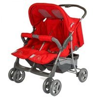 Crystal Baby CB-235 Twin Katlanabilir Tek Elle Kapanan 360 Derece Dönen Tam Yatar Puset Bebek Arabası Kırmızı