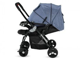 Babyhope BH-3055 Çift Yönlü Katlanabilir Tek Elle Kapanan 360 Derece Dönen Tam Yatar Puset Bebek Arabası Mavi