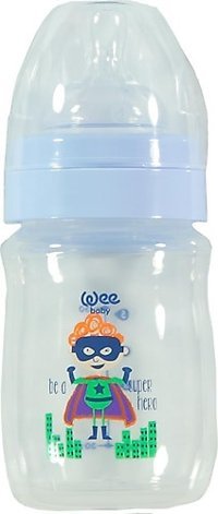 Wee Baby 135 Polipropilen Yenidoğan Yavaş Akışlı Kulplu 0-3 Ay Desenli Renkli Yuvarlak Uçlu Bebek Biberon 150 ml