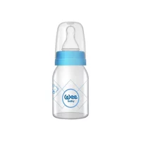 Wee Baby Klasik Cam Gaz Yapmayan Antikolik Yenidoğan Kulpsuz 0-6 Ay Desenli Mavi Yuvarlak Uçlu Bebek Biberon 125 ml