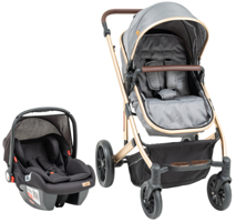 Baby2Go 2339 Berlin Çift Yönlü Katlanabilir Tek Elle Kapanan 360 Derece Dönen Tam Yatar Travel Sistem Bebek Arabası Gold