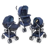 Chicco Trio Sprint Çift Yönlü Katlanabilir Tek Elle Kapanan 360 Derece Dönen Tam Yatar Travel Sistem Bebek Arabası Mavi
