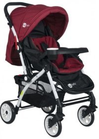 4 Baby Active AB-320 Çift Yönlü Katlanabilir 360 Derece Dönen Tam Yatar Kabin Tipi Puset Bebek Arabası Kırmızı