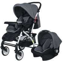 4 Baby Active AB 450 Çift Yönlü Katlanabilir 360 Derece Dönen Tam Yatar Kabin Tipi Travel Sistem Bebek Arabası Gri