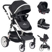 Mamma Pole Travel Sistem Çift Yönlü Katlanabilir Tek Elle Kapanan 360 Derece Dönen Tam Yatar Travel Sistem Bebek Arabası Siyah