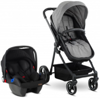 Babyhope Pasific BH-3012 Çift Yönlü Katlanabilir Tek Elle Kapanan 360 Derece Dönen Tam Yatar Kabin Tipi Travel Sistem Bebek Arabası Gri