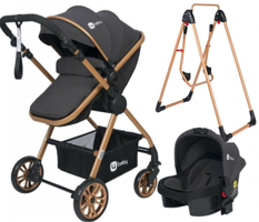 4 Baby Esse Çift Yönlü Katlanabilir Tek Elle Kapanan 360 Derece Dönen Tam Yatar Kabin Tipi Travel Sistem Bebek Arabası Bej