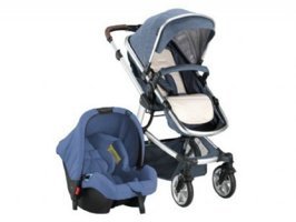 Babyhope BH-3025 Santana Çift Yönlü Katlanabilir Tek Elle Kapanan 360 Derece Dönen Tam Yatar Travel Sistem Bebek Arabası Mavi