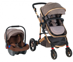 Baby2Go 2039 Star Plus Çift Yönlü Katlanabilir 360 Derece Dönen Tam Yatar Kabin Tipi Travel Sistem Bebek Arabası Kahverengi