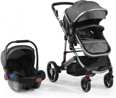 Baby2Go 2039 Star Plus Çift Yönlü Katlanabilir 360 Derece Dönen Tam Yatar Kabin Tipi Travel Sistem Bebek Arabası Gri