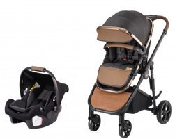 Baby Care BC-410 Elantra Chrome Çift Yönlü Katlanabilir Tek Elle Kapanan 360 Derece Dönen Tam Yatar Travel Sistem Bebek Arabası Antrasit
