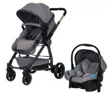 Sunny Baby 9005 City Çift Yönlü Katlanabilir Tek Elle Kapanan 360 Derece Dönen Tam Yatar Travel Sistem Bebek Arabası Gri