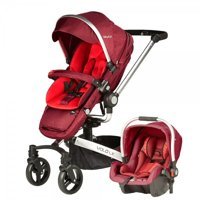 Baby2Go 6030 Volo Private Çift Yönlü Tek Elle Kapanan 360 Derece Dönen Tam Yatar Travel Sistem Bebek Arabası Bordo