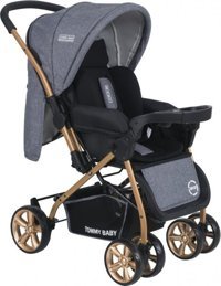 TommyBaby TB-700 Çift Yönlü Katlanabilir Tek Elle Kapanan 360 Derece Dönen Tam Yatar Kabin Tipi Puset Bebek Arabası Füme