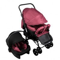 Norfolk Diamond Baby Paris Travel Çift Yönlü Katlanabilir 360 Derece Dönen Tam Yatar Travel Sistem Bebek Arabası Fuşya