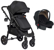 Otto Plus OP-470 Çift Yönlü Katlanabilir Tek Elle Kapanan 360 Derece Dönen Tam Yatar Kabin Tipi Travel Sistem Bebek Arabası Kahverengi