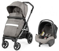 Peg Perego New Book Çift Yönlü Katlanabilir Tek Elle Kapanan 360 Derece Dönen Tam Yatar Kabin Tipi Travel Sistem Bebek Arabası Gri