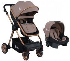 4 Baby Comfort Gold Çift Yönlü Katlanabilir 360 Derece Dönen Tam Yatar Kabin Tipi Travel Sistem Bebek Arabası Kahverengi