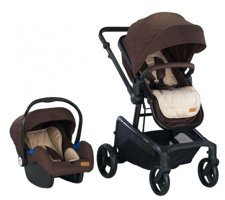 Baby2Go 2036 Motti Çift Yönlü Katlanabilir Tek Elle Kapanan 360 Derece Dönen Tam Yatar Travel Sistem Bebek Arabası Kahverengi