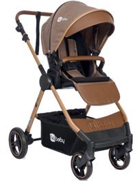 4 Baby AB-340 Bagi Gold Çift Yönlü Katlanabilir 360 Derece Dönen Tam Yatar Kabin Tipi Puset Bebek Arabası Kahverengi
