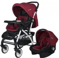 TommyBaby EAG-2847 Eagle Çift Yönlü Katlanabilir 360 Derece Dönen Tam Yatar Kabin Tipi Travel Sistem Bebek Arabası Kırmızı