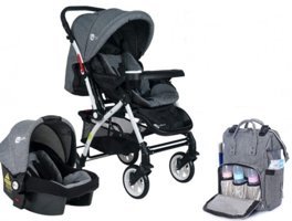 4 Baby AB-322 Çift Yönlü Katlanabilir 360 Derece Dönen Tam Yatar Kabin Tipi Travel Sistem Bebek Arabası