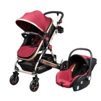 Norfolk Baby Voyage Air Luxury Çift Yönlü Katlanabilir 360 Derece Dönen Tam Yatar Travel Sistem Bebek Arabası Bordo