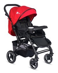4 Baby Sky Active Plus AB-352 Çift Yönlü Katlanabilir Tek Elle Kapanan 360 Derece Dönen Tam Yatar Kabin Tipi Puset Bebek Arabası Kırmızı
