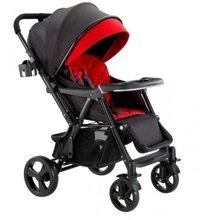 Baby2Go 2026 Smart Çift Yönlü Katlanabilir 360 Derece Dönen Tam Yatar Puset Bebek Arabası Kırmızı