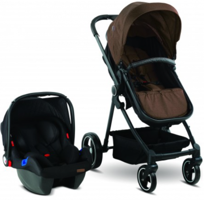 Babyhope Pasific BH-3012 Çift Yönlü Katlanabilir Tek Elle Kapanan 360 Derece Dönen Tam Yatar Kabin Tipi Travel Sistem Bebek Arabası Füme