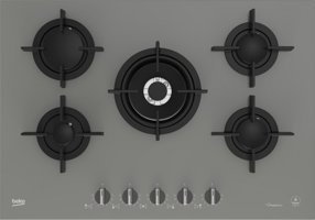 Beko BOCD T 7520 DWKG Wok Gözlü Gri Cam 5 Gözlü Doğalgazlı Ankastre Ocak