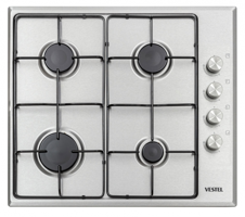 Vestel AO-6004 YX Emaye 4 Gözlü Doğalgazlı Ankastre Inox Ocak