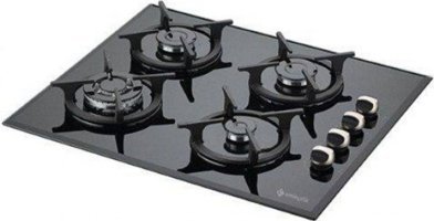 Eminçelik 12235 Wok Gözlü Siyah Cam 4 Gözlü Doğalgazlı Ankastre Ocak