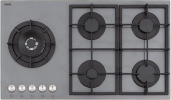Vestel AO-91159 YG-DW Wok Gözlü Gri Cam 5 Gözlü Doğalgazlı Ankastre Ocak
