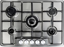 Kumtel M7 50BTF 5 Gözlü Paslanmaz Çelik Wok Gözlü Doğalgazlı Ankastre Inox Ocak