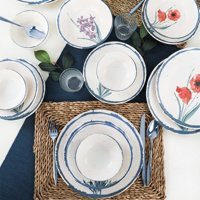 Keramika Anatolian Flowers 24 Parça 6 Kişilik Desenli Stoneware Yuvarlak Yemek Takımı