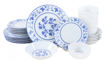 Keramika Blue Dream 24 Parça 6 Kişilik Desenli Stoneware Yuvarlak Yemek Takımı