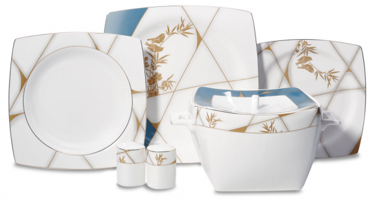 Korkmaz Bone Selection A8454 60 Parça 12 Kişilik Desenli Kare Yemek Takımı