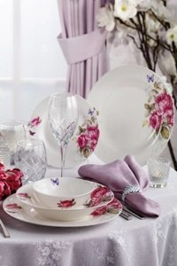 Pierre Cardin Rosella 24 Parça 6 Kişilik Desenli Porselen Yuvarlak Yemek Takımı