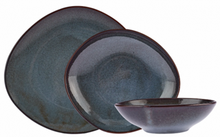 Emsan New Age Yeşil 18 Parça 6 Kişilik Desenli Stoneware Asimetrik Yemek Takımı