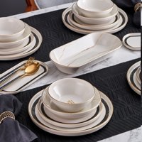 Neva Marble Plus N3256 27 Parça 6 Kişilik Desenli Porselen Yuvarlak Yemek Takımı