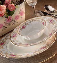 Aryıldız AR 30057 83 Parça 12 Kişilik Desenli Bone China Yuvarlak Yemek Takımı