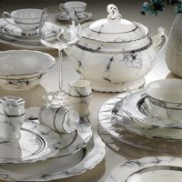 Aryıldız Pierre Royal Queen AR 60017 83 Parça 12 Kişilik Desenli Porselen Yuvarlak Yemek Takımı