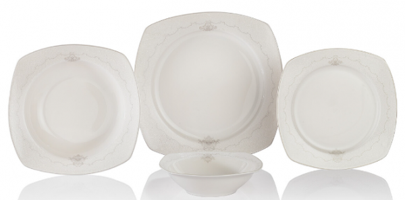 Schafer Megan BYZ03 48 Parça 12 Kişilik Desenli Porselen Kare Yemek Takımı