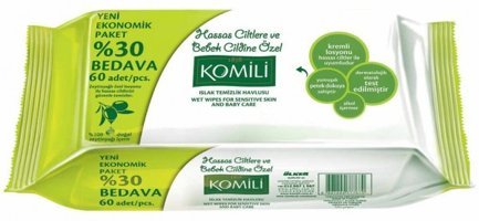 Komili Sensitive Zeytinyağlı Antibakteriyel 60 Yaprak Islak Mendil